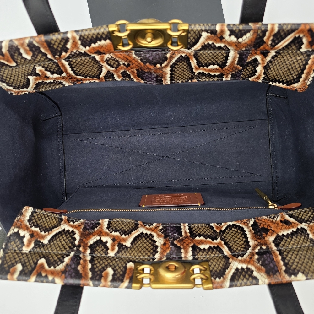 Coach Troupe Carryall 35 In Pine w/ Snakeskin Detail + NWT Snakeskin Strap - Picture 10 of 16